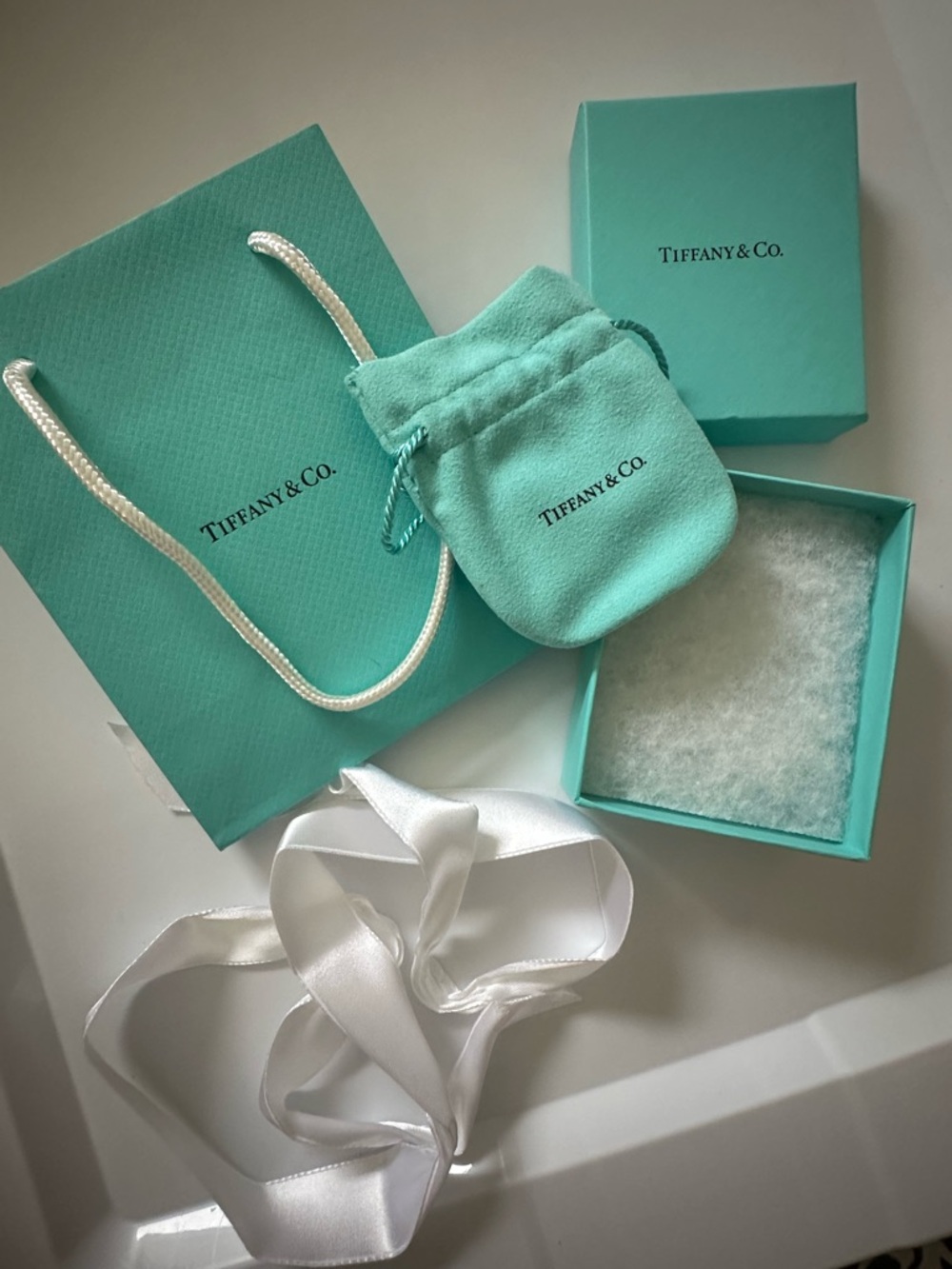 Tiffany & Co. Gift Box Set with White Ribbon